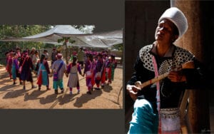 northern thailand hilltribes - jeffrey warner - lisu headman with guitar watching traditional dance